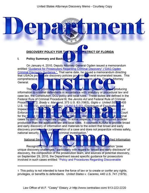 US_Attorney_Discovery_Memo tampa federal criminal defense attorney